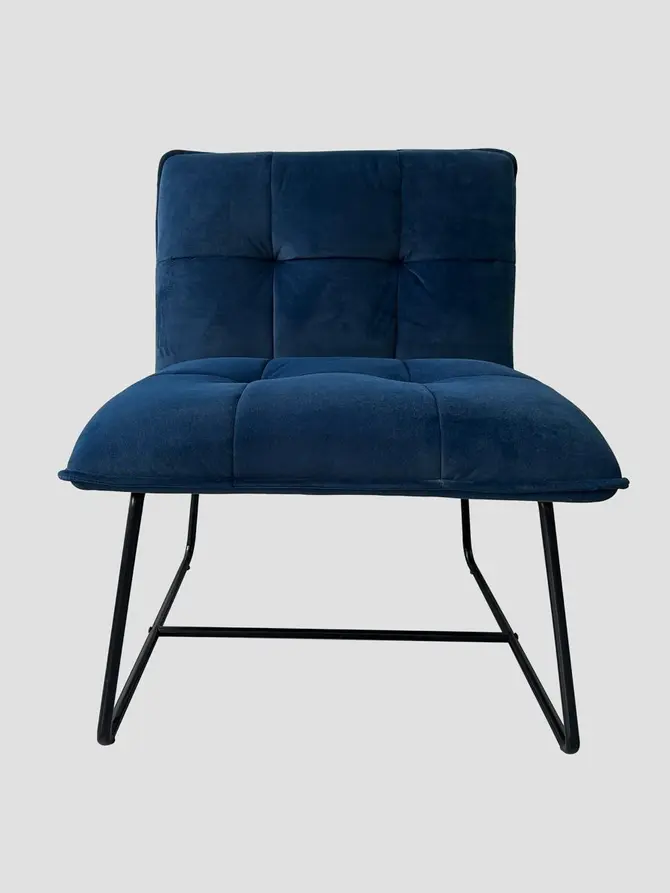 Fotel NELOX welurowy granatowy 63x69x73 cm