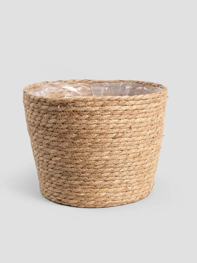Osłonka na doniczkę LUMBO pleciona naturalna 27x21 cm