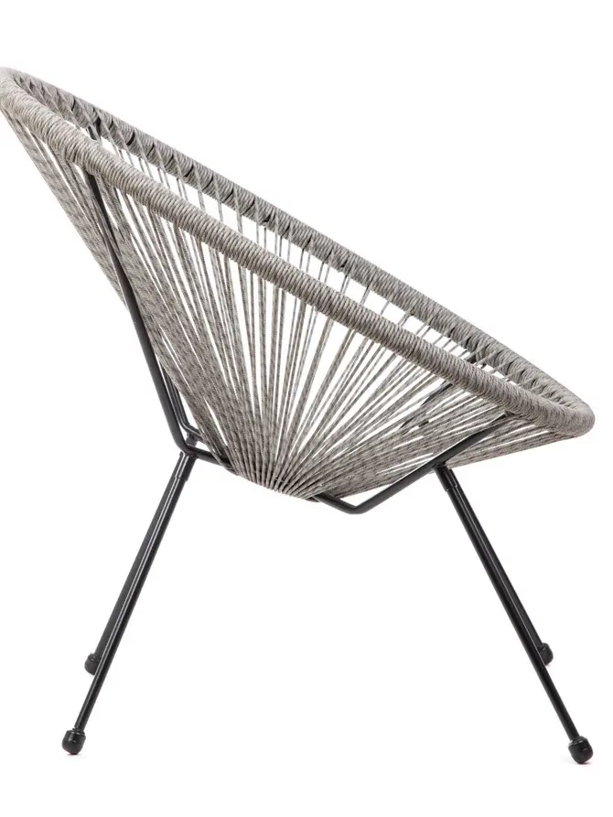 Fotel ACAPULCO TWIST z linki technorattan ze splotem twist szary 71x71x80 cm