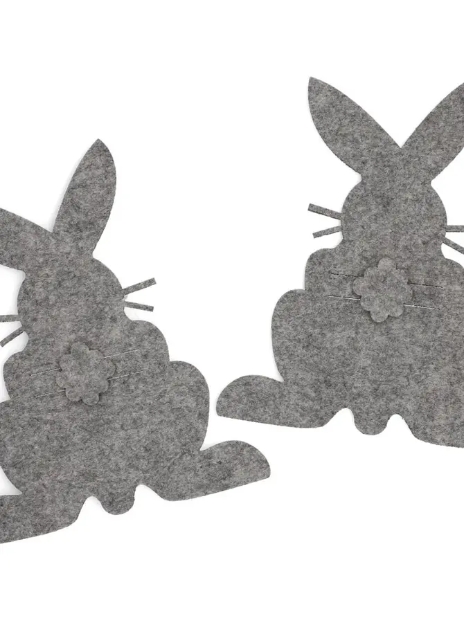Etui wielkanocne RABBIT POCKET na sztućce z filcu, 2 szt. 21 cm