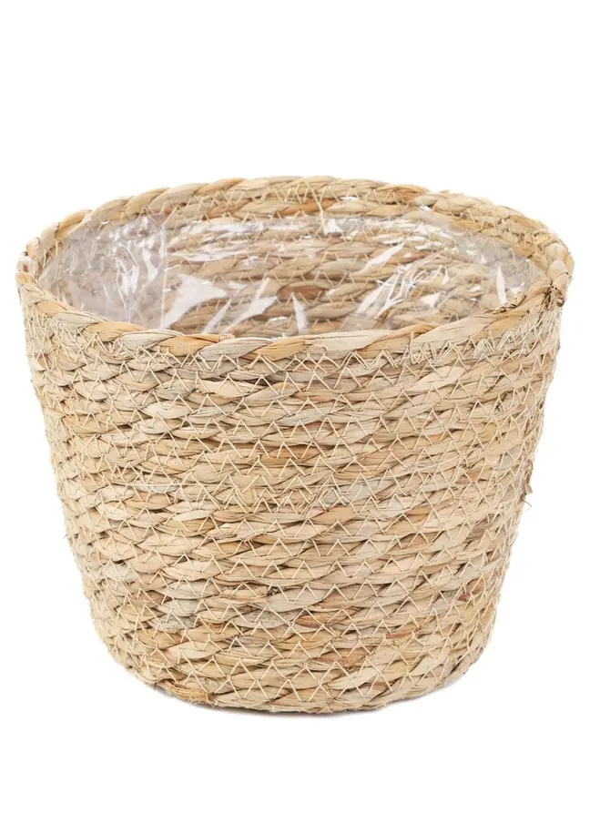 Osłonka na doniczkę LUMBO pleciona naturalna 19x15 cm