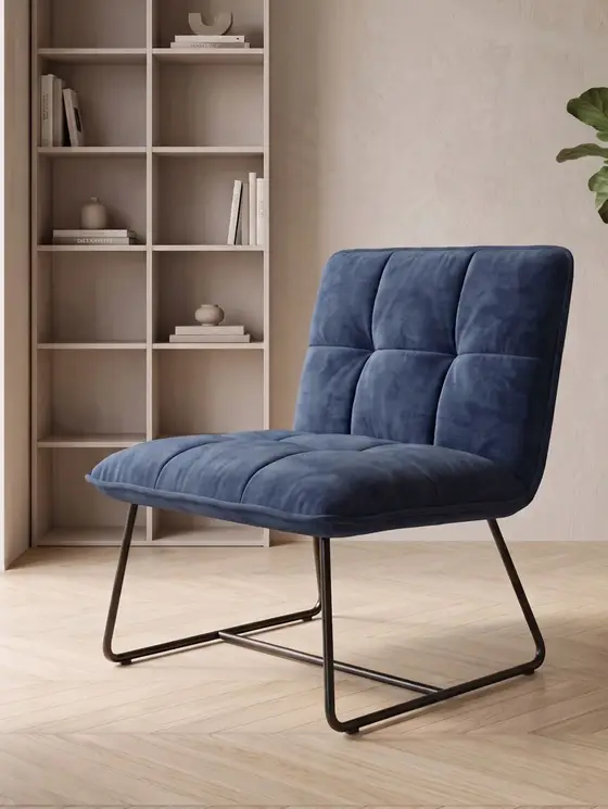 Fotel NELOX welurowy granatowy 63x69x73 cm
