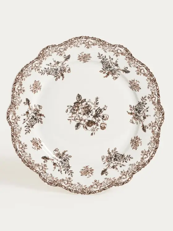 Talerz LOURRY porcelanowy obiadowy brązowy 27 cm