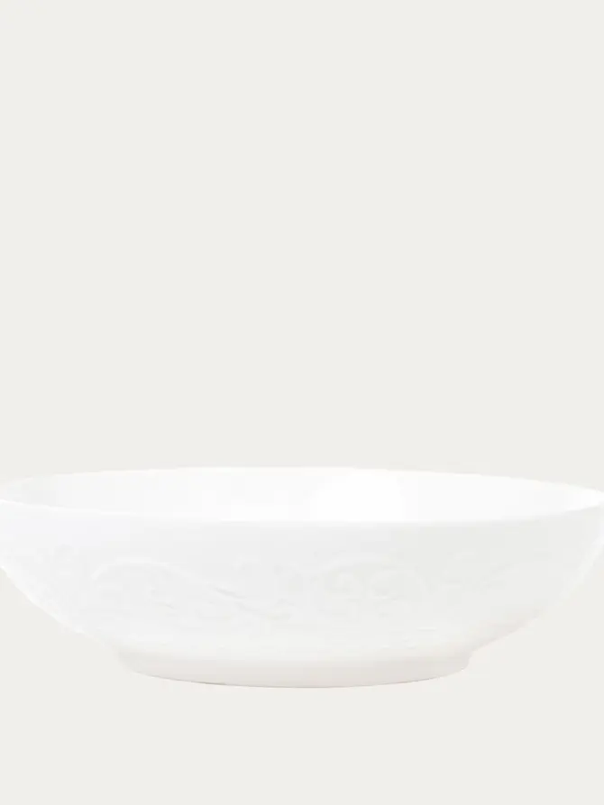 Talerz SYLIA głęboki biały z ornamentem 20 cm