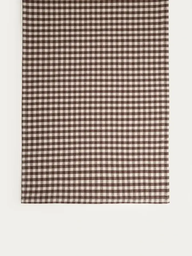 Bieżnik MARAVILLA bawełniany w brązową kratkę 40x160 cm