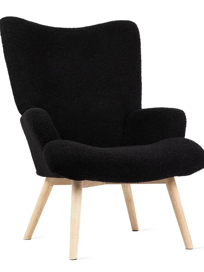 Fotel MOSS TEDDY BOUCLE w tkaninie TEDDY czarny 70x55x95 cm