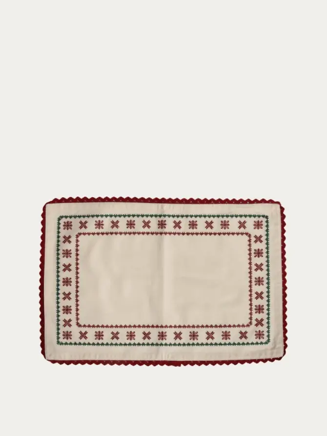 Maty stołowe CROSSY bawełniane z haftem krzyżykowym, zestaw 2 szt. 2*30x45cm