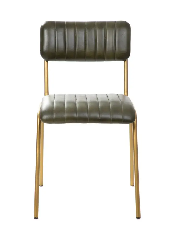 Krzesło LUMBAR w obiciu ze skóry bawolej zielone 46x52x78 cm