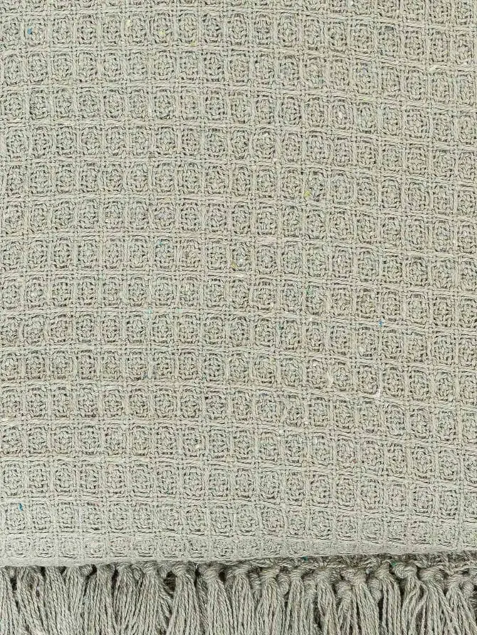 Pled VAFFEL z frędzlami pistacjowy 130x170 cm