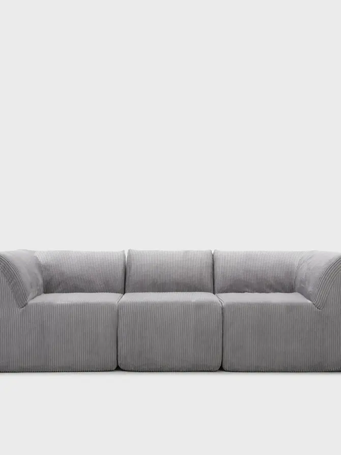 Sofa modułowa SVELA 3-osobowa szara piankowa sztruksowa 225x80x60,5 cm
