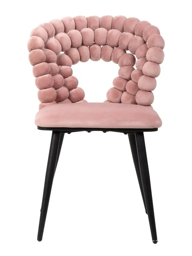 Krzesło BUBBLE VERSE welurowe różowe 48x65x81 cm