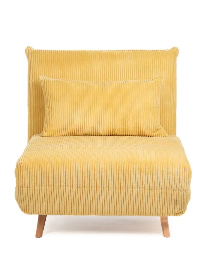 Sofa SOLACE 1-osobowa, z funkcją spania sztruksowa musztardowa 83x91x84 cm