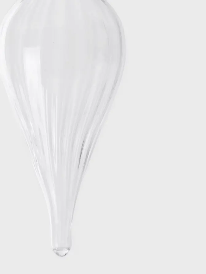 Bombka ROLLIS szklana podłużna transparentna 16 cm