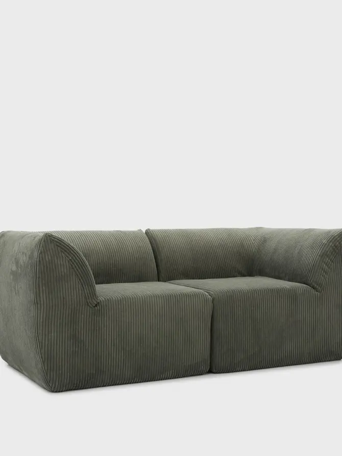 Sofa modułowa SVELA 2-osobowa oliwkowa piankowa sztruksowa 161x80x60,5 cm