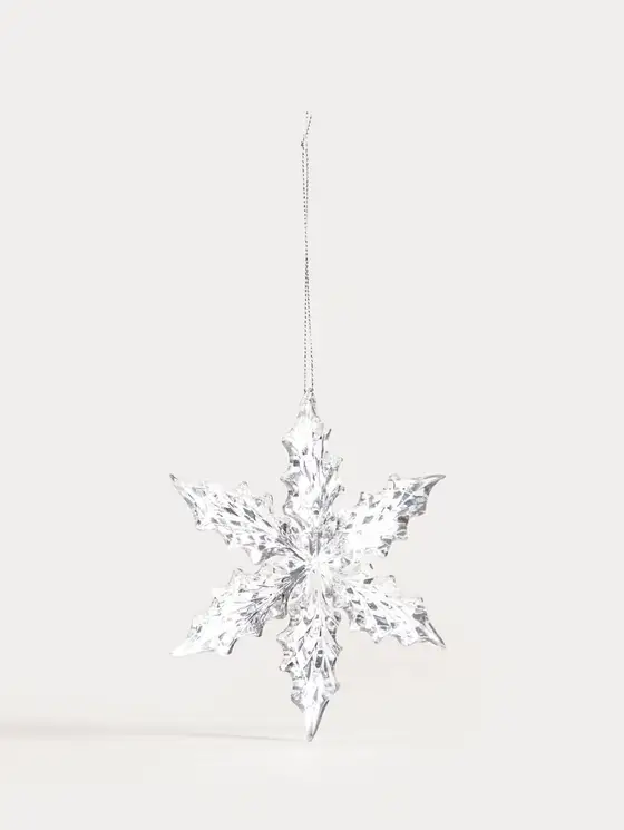 Zawieszka ASTRE śnieżynka z ostrokrzewu srebrna 12,5 cm