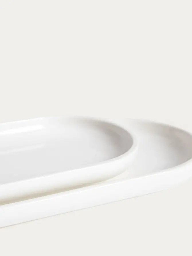 Zestaw półmisków BERGO porcelanowych białych 41x10,5 cm, 36x9 cm 2 szt.