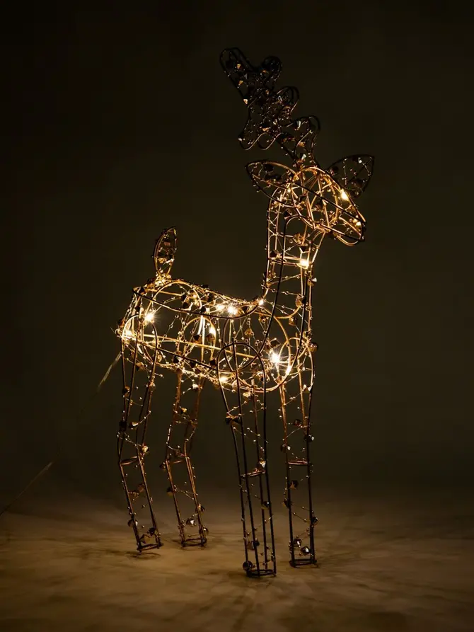 Dekoracja LED KAICE renifer złoty 38 cm, 15 LED