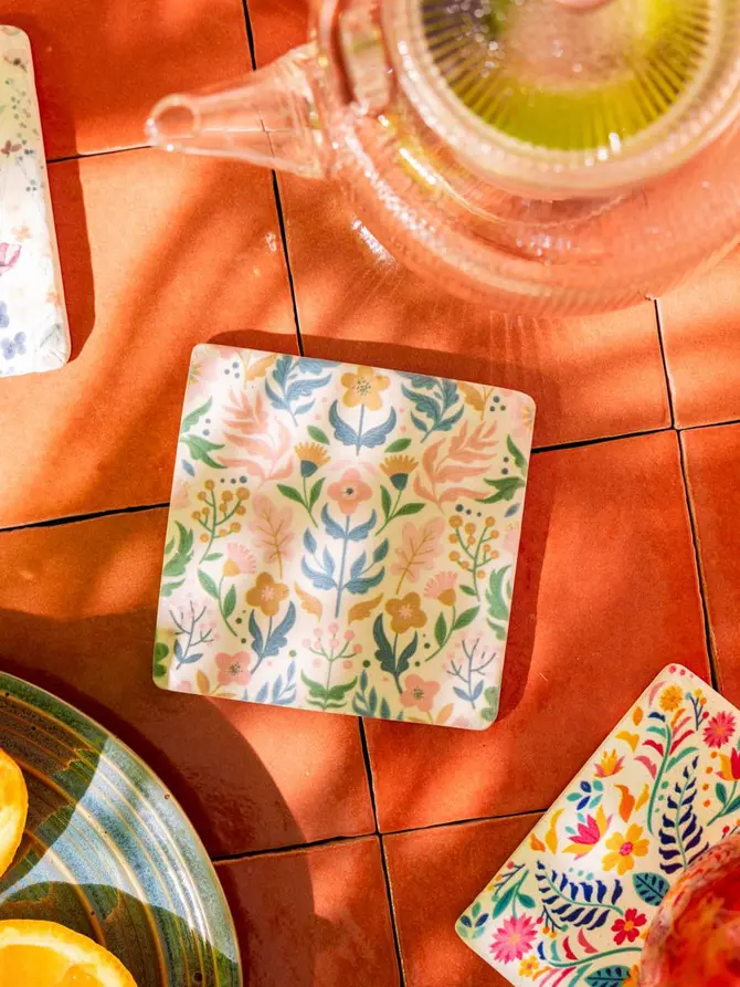 Podkładka MELTE ceramiczna kwiaty róż błękit 4 szt.