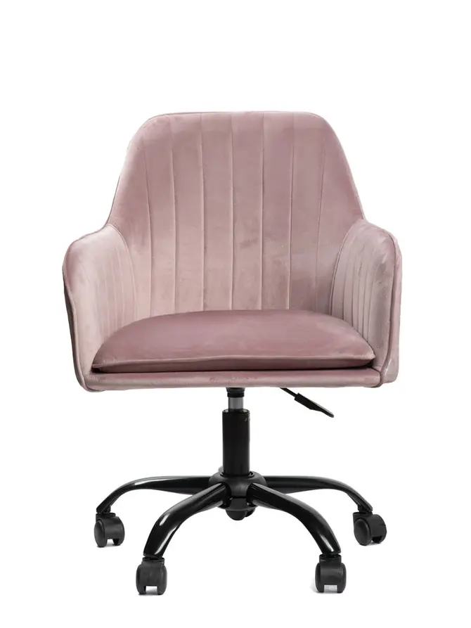 Fotel TEILL welurowy obrotowy różowy 56x58x81-91 cm