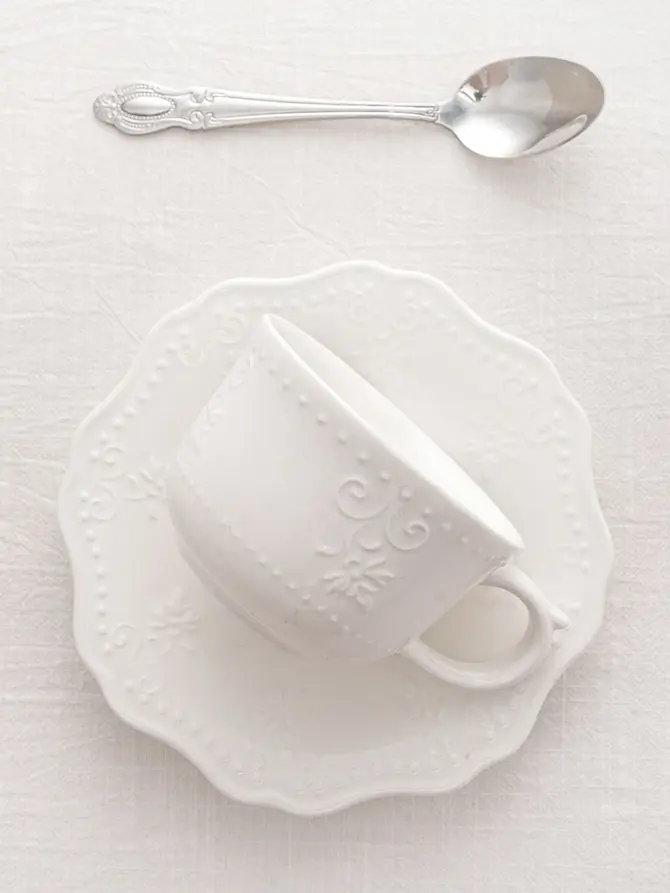 Filiżanka ze spodkiem VISTAL porcelanowa biała 0,2 l