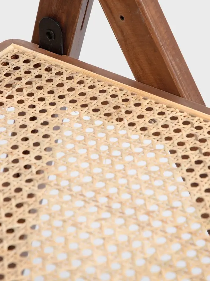 Krzesło VERDURA drewniane ciemnobrązowe z rattanem 46x52x80 cm