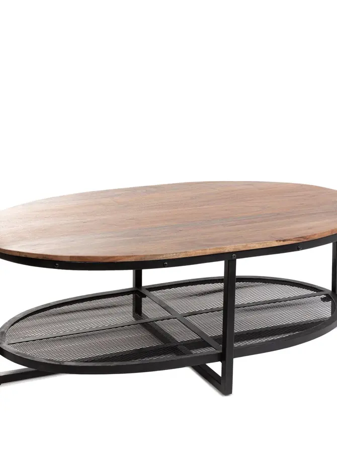 Stolik kawowy AMI lite drewno akacji + metal 122x71x44