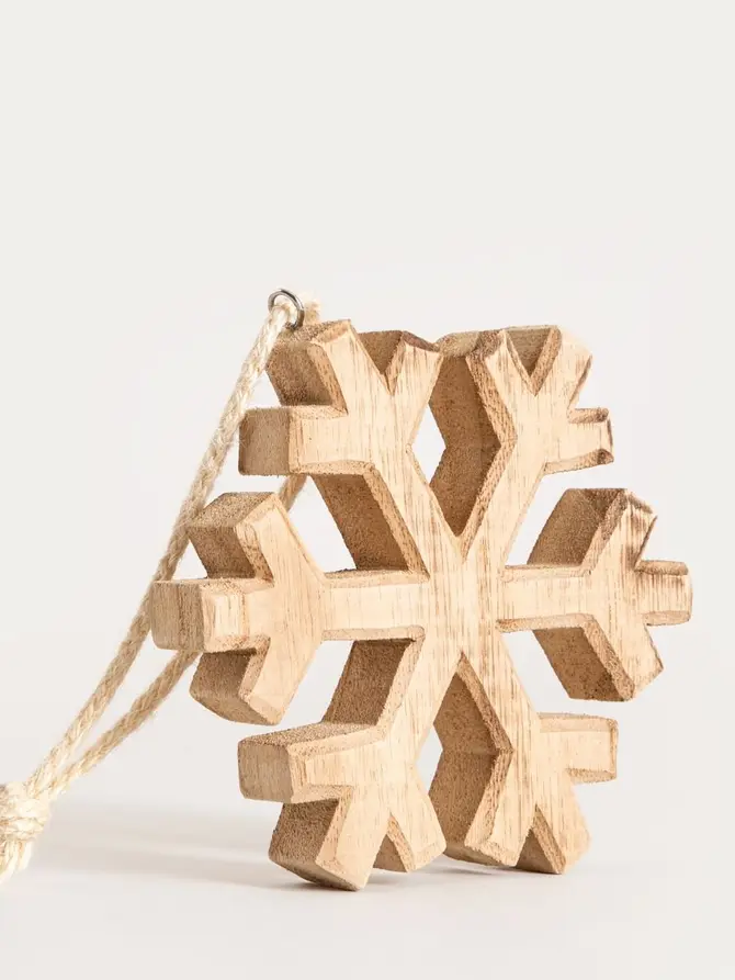 Zawieszka TIRO drewniana śnieżynka duża 14 cm