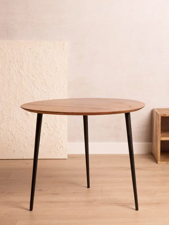 Stolik kawowy REN lite drewno akacji + metal 60x60x40 cm