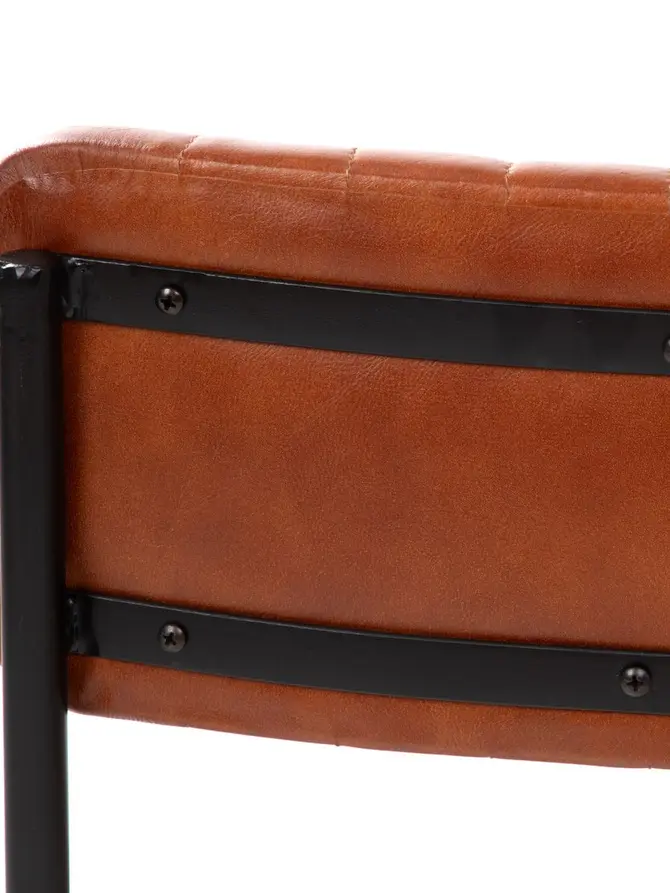 Krzesło LUMBAR w obiciu ze skóry bawolej brązowe 46x52x78 cm