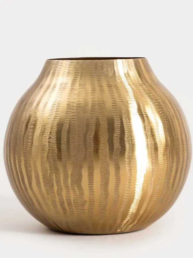Wazon GIRONA metalowy szeroki złoty 20x15 cm