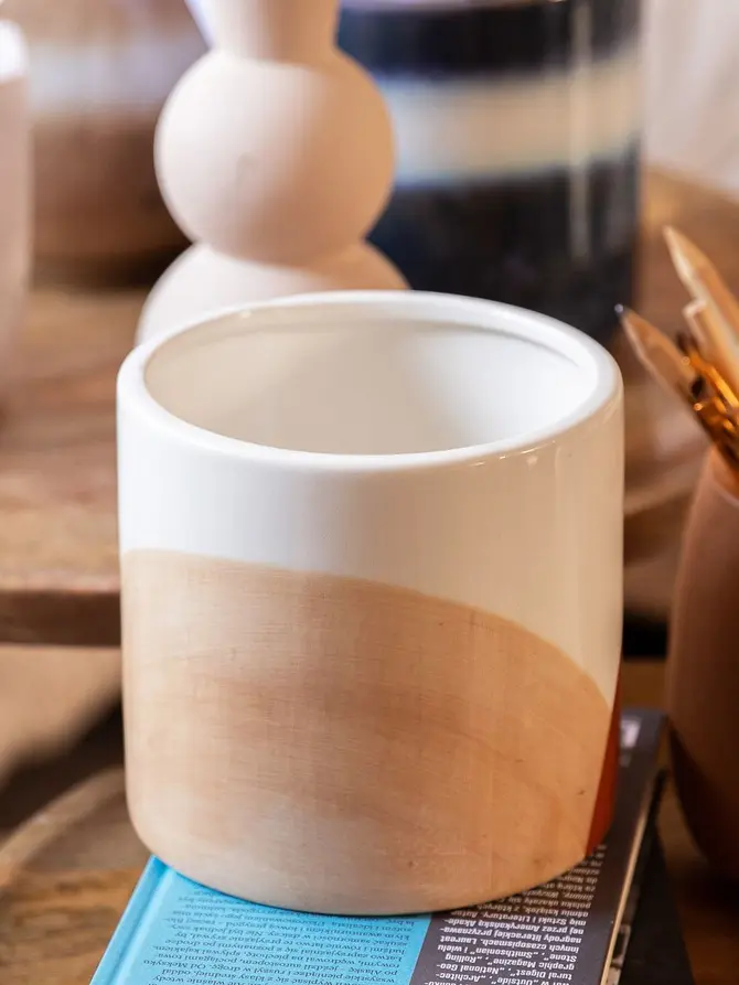Osłonka na doniczkę LAZO ceramiczna brązowa 13x14 cm
