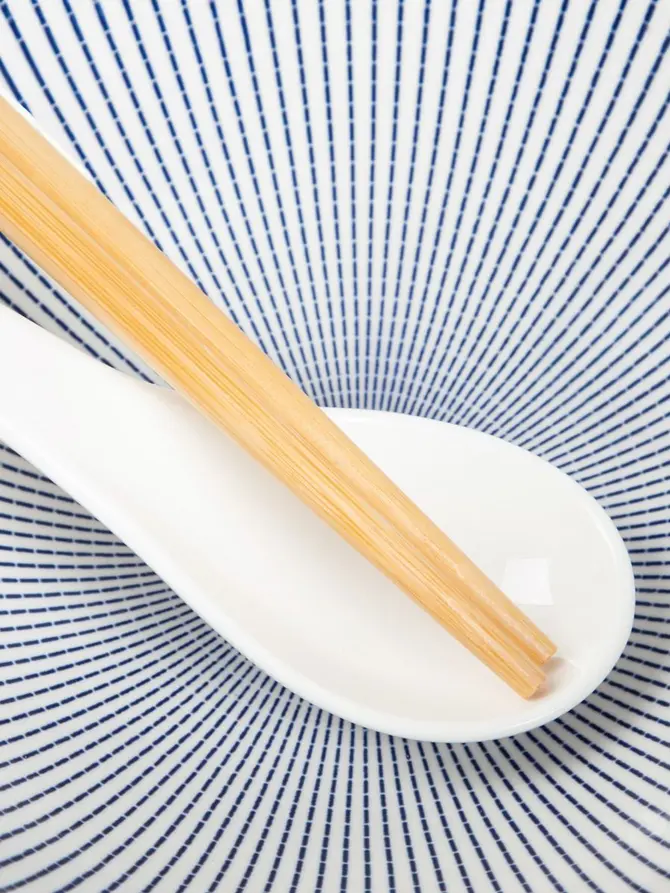 Zestaw do ramen SALADO w paski z brązowym rantem 21 cm