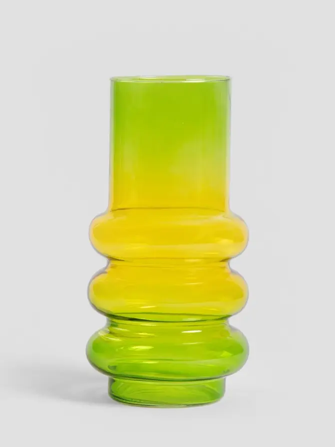 Wazon CIRCLE szklany żółto-zielony ombre 11x26cm