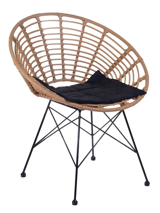 Krzesło LEUCA boho plecione naturalne z poduszką 68x65x78 cm