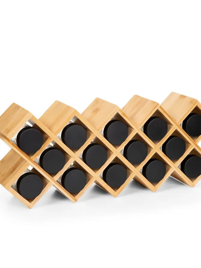 Zestaw przyprawników B2 BAMBOO Essentials na bambusowym stojaku 42x17x9,5 cm