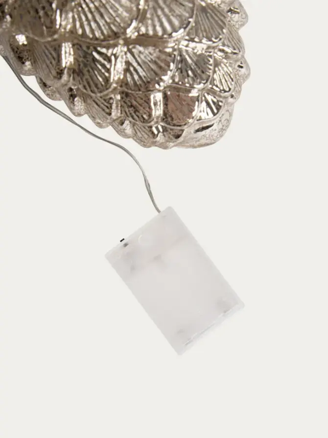Dekoracja LED ILUMES szklana szyszka stare złoto 21 cm