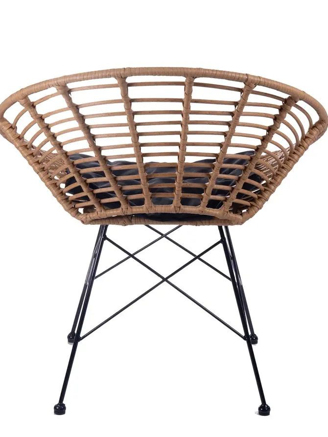 Krzesło LEUCA boho plecione naturalne z poduszką 68x65x78 cm
