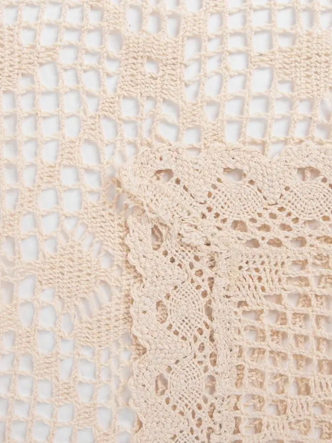Obrus CROCHET szydełkowy beżowy 130x170 cm