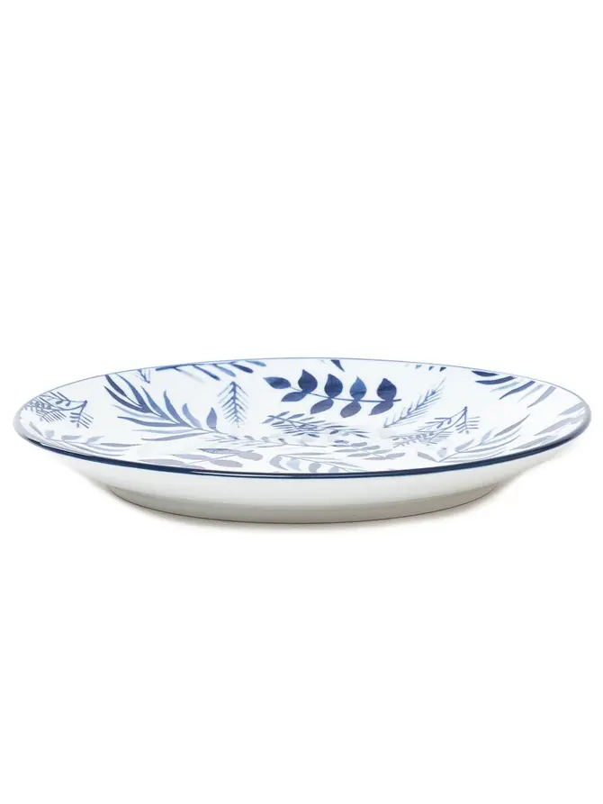 Talerz NAVIA deserowy granatowy w listki 19 cm