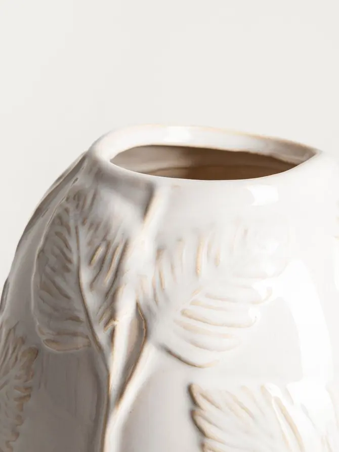 Wazon MINNA ceramiczny w liście ecru 25x15,5 cm