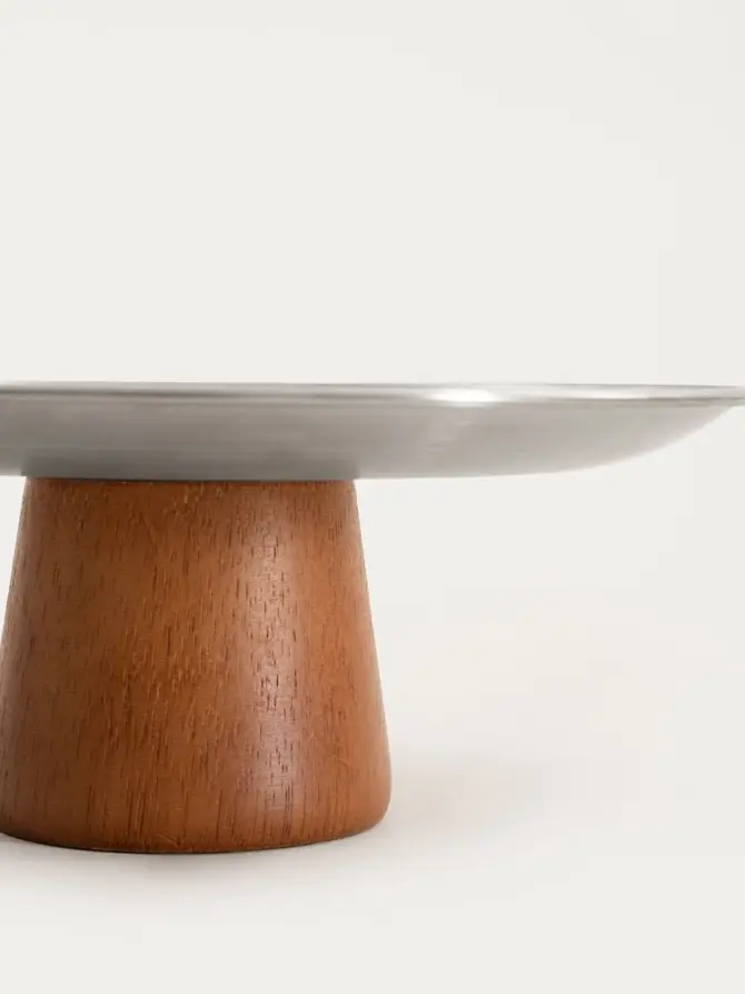 Patera EDMORE na drewnianej nóżce ze stali nierdzewnej 23X9 cm