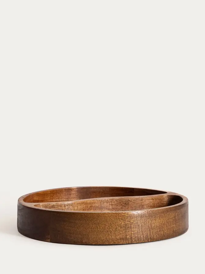Półmisek MOOKA z drewna akacjowego z dwoma przegródkami 26 cm