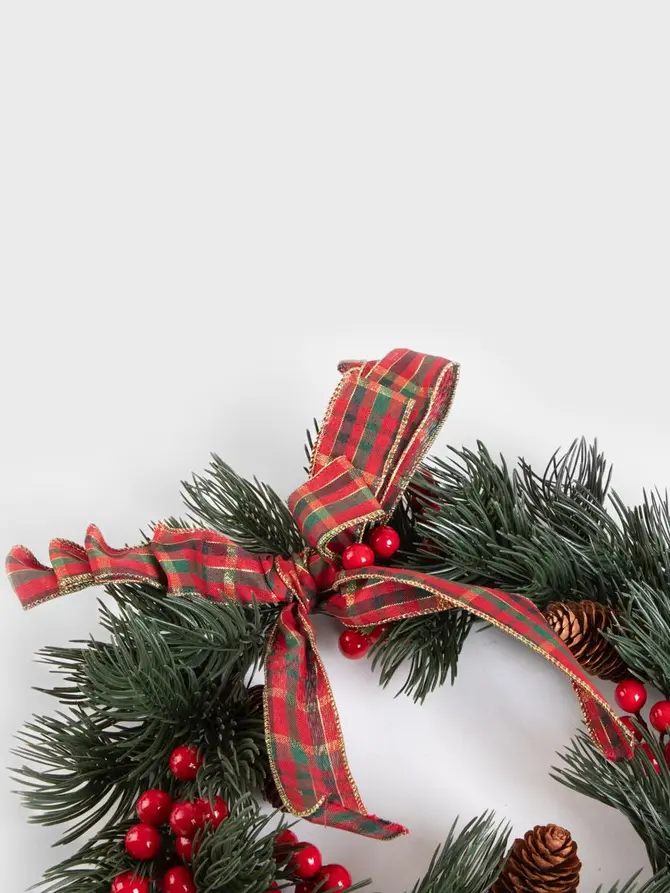 Wieniec TARTAN z kokardą 40 cm
