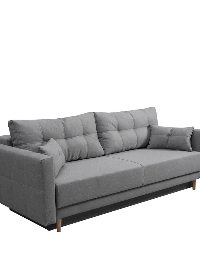 Sofa MAGNUS szara z funkcją spania i pojemnikiem na pościel 216x85x91 cm