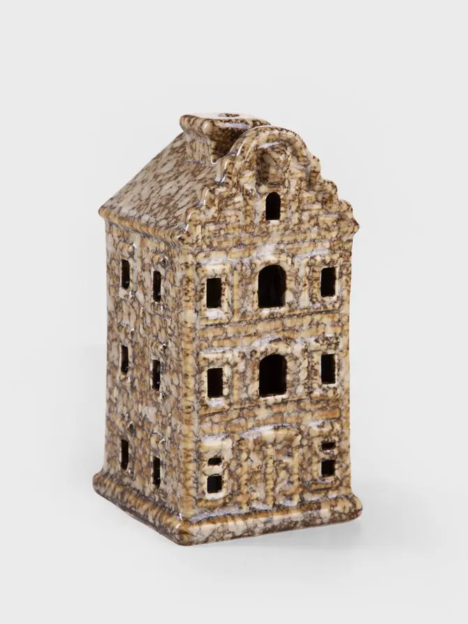 Domek LED CRISPO ceramiczny brązowy 7x7x14 cm
