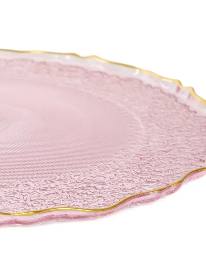 Talerz LISALA różowy ze złotą obwódką 28 cm