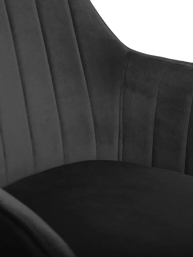 Fotel TEILL welurowy obrotowy czarny 56x58x81-91 cm