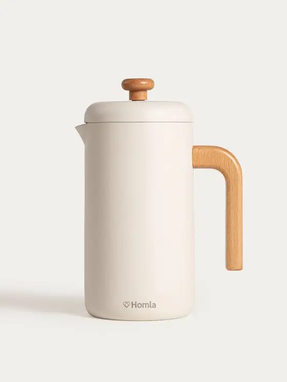 Zaparzacz MORIA kremowy z drewnianą rączką 1000 ml