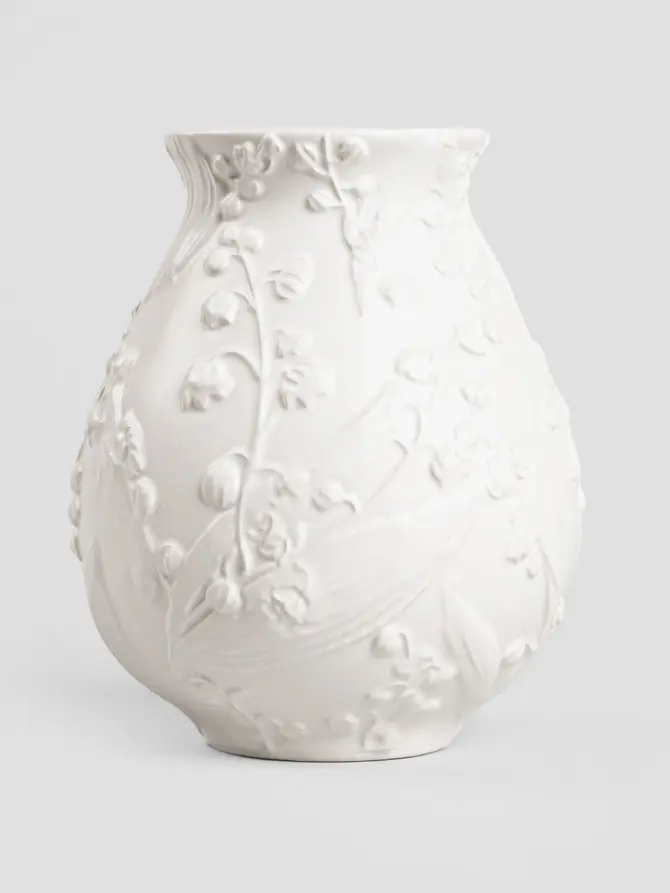 Wazon CONWALLIE ceramiczny z tłoczeniami biały 14x18 cm