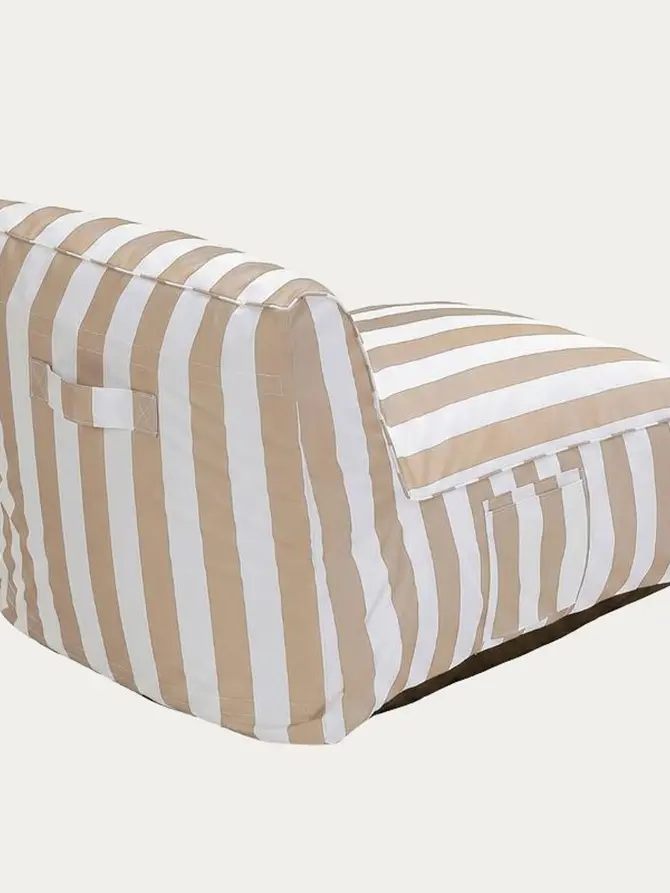 Leżanka MARIS w biało-beżowe paski 72x102x65 cm